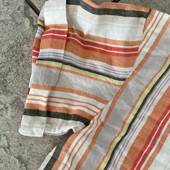 Striped Linen Top orange cream - Picture 4 of 8